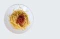 Italian Pasta Spaghetti Bolognese On White Plate. Royalty Free Stock Photo