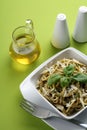 Italian pasta spaghetti with pesto Royalty Free Stock Photo