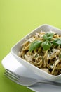 Italian pasta spaghetti with pesto Royalty Free Stock Photo