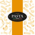 Italian pasta template with sketch style drawings. Hand drawn banner. Great for menu, banner, flyer, card, business promote.