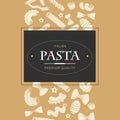 Italian pasta template in sketch style. Hand drawn banner. Great for menu, banner, flyer, card, business promote.