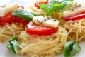 Italian pasta with tomatoes and cheese Royalty Free Stock Photo