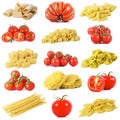 Italian pasta with tomatoes collage Royalty Free Stock Photo