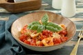 Italian pasta tortellini with tomato sauce and mozzarella cheese Royalty Free Stock Photo