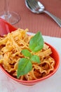 Italian pasta tripoline with tomato sauce Royalty Free Stock Photo
