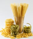 Italian pasta: spaghetti, tagliatelle, elicoidali