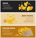 Italian pasta web banners vector template for Italy cuisine restaurant cooking recipe Royalty Free Stock Photo