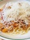 Italian Pastas Spaghetti Parmesan Cheese, Italian Food, Bolognaise Sauce, Meat Sauce Royalty Free Stock Photo