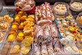 Italian pastries displayed in window counter