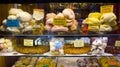 Italian pastries on the showcase in cafe in Venice, Italy