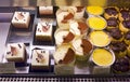 Italian pastries on the showcase in cafe in Venice, Italy