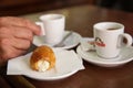 Italian pastry with cappuccino