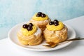 Italian pastry - zeppole di San Giuseppe, zeppola - baked puffs Royalty Free Stock Photo