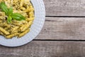 Italian penne pasta with sauce pesto Royalty Free Stock Photo