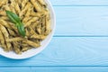 Italian penne pasta with sauce pesto Royalty Free Stock Photo