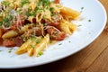 Italian Penne rigate pasta with