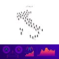 Italian people icon map. Detailed vector silhouette. Mixed crowd of men and women. Population infographics