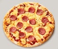 Italian pepperoni pizza with spicy sausage