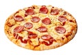 Italian pepperoni pizza on a thick pie crust Royalty Free Stock Photo