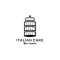 italian pisa tower cake vector logo design