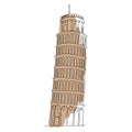 Italian Pisa Tower doodle sketch. Isolated on white.