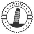 Italian pisa tower postmark. Round label. Travel sticker