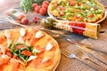 Italian pizza background. Rustic cuisine.