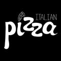 Black and white: Italian pizza hand drawn lettering banner. Typography emblem. Text calligraphy inscription card design