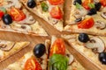 Italian pizza with cheese slice, baked food, background