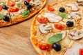Italian pizza with cheese slice, baked food, delicious