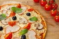 Italian pizza with cheese slice, baked food, fresh