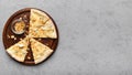 Italian pizza four cheese on wooden board Royalty Free Stock Photo