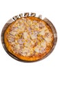 Italian pizza with ham pineapple and corn. A series of different types of pizza for menus photographed from one angle Royalty Free Stock Photo