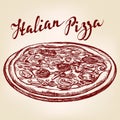 Italian pizza hand drawn vector llustration sketch Royalty Free Stock Photo