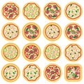 vector italian pizza icons