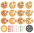 Italian pizza icons, vector