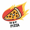 Hot Italian pizza on fire logo vector illustration Royalty Free Stock Photo