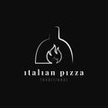 Italian pizza logo. Pizza oven on black background