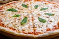 Italian pizza Margherita with cheese and oregano Royalty Free Stock Photo