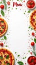 Italian pizza menu design with fresh ingredients and herbs Royalty Free Stock Photo