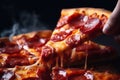 Italian pizza New-York slice fast food hot crunchy fresh tasty meal salami tomato mozzarella dinner restaurant bistro