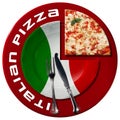 Italian Pizza - Plate and Cutlery Royalty Free Stock Photo