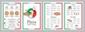 Italian pizza restaurant menu template - 2 x A4 210x297 mm.