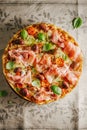 Italian pizza on rustic textile Royalty Free Stock Photo