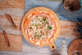 Italian pizza with salted salmon fish and cheese Royalty Free Stock Photo