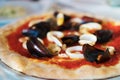 Italian pizza with seafood. Royalty Free Stock Photo
