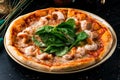 italian pizza shrimp and chard leaves