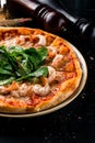 italian pizza shrimp and chard leaves