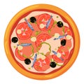 Italian pizza with tomato sauce. Cartoon marinara icon Royalty Free Stock Photo