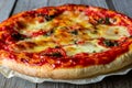Italian pizza with tomatoes and mozzarella cheese. Italian cuisine. Margherita Royalty Free Stock Photo